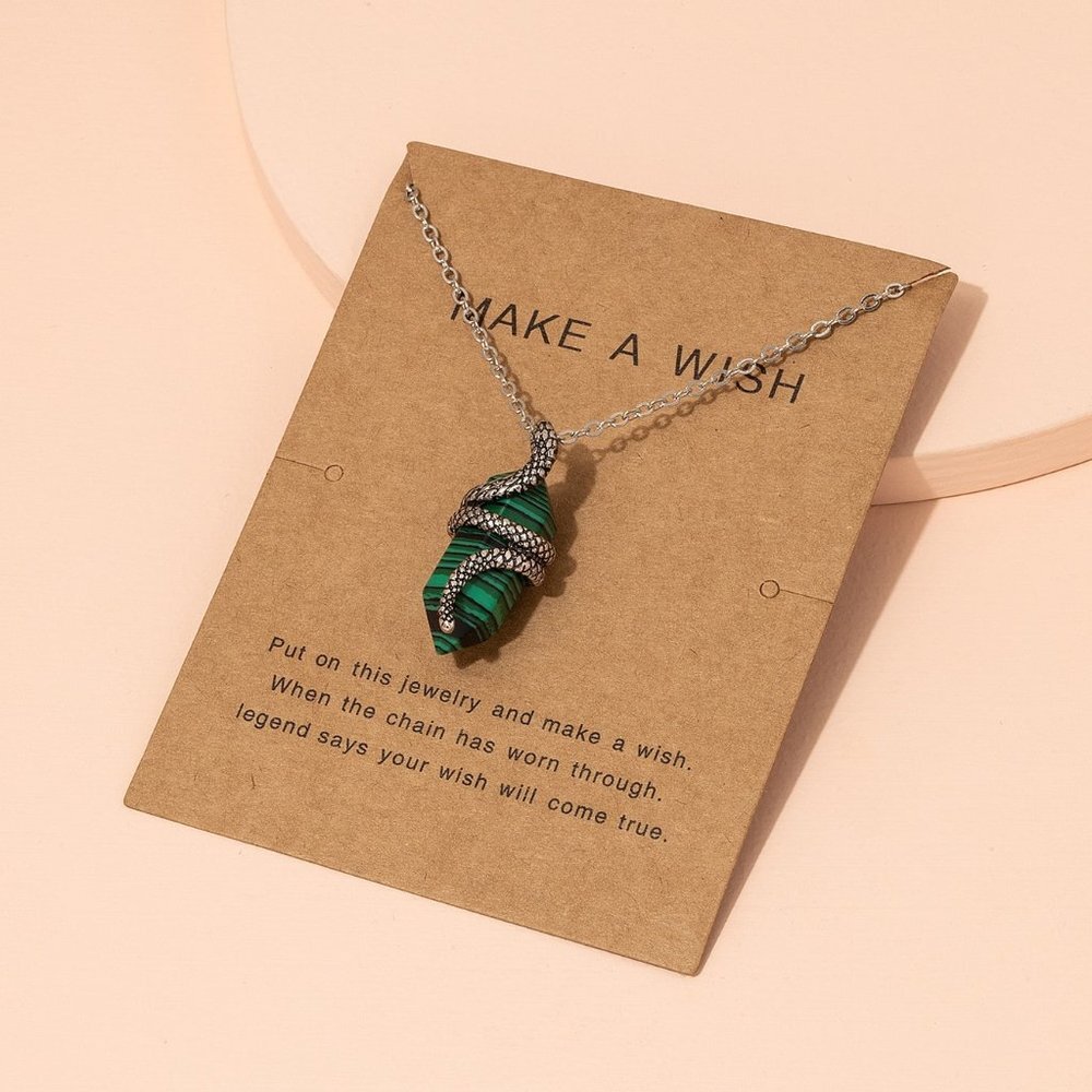 Womens Snake charm pendant necklace in antique silver NWT